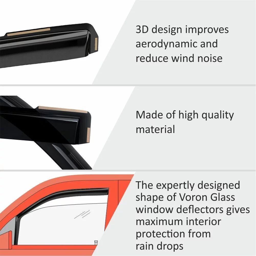 Rain Window Deflectors, Glass 200521 Pieces Durable in-Channel - Visors, Corolla for Guards 4 Voron 2020-2024 Window Vent Sedan, Extra Toyota