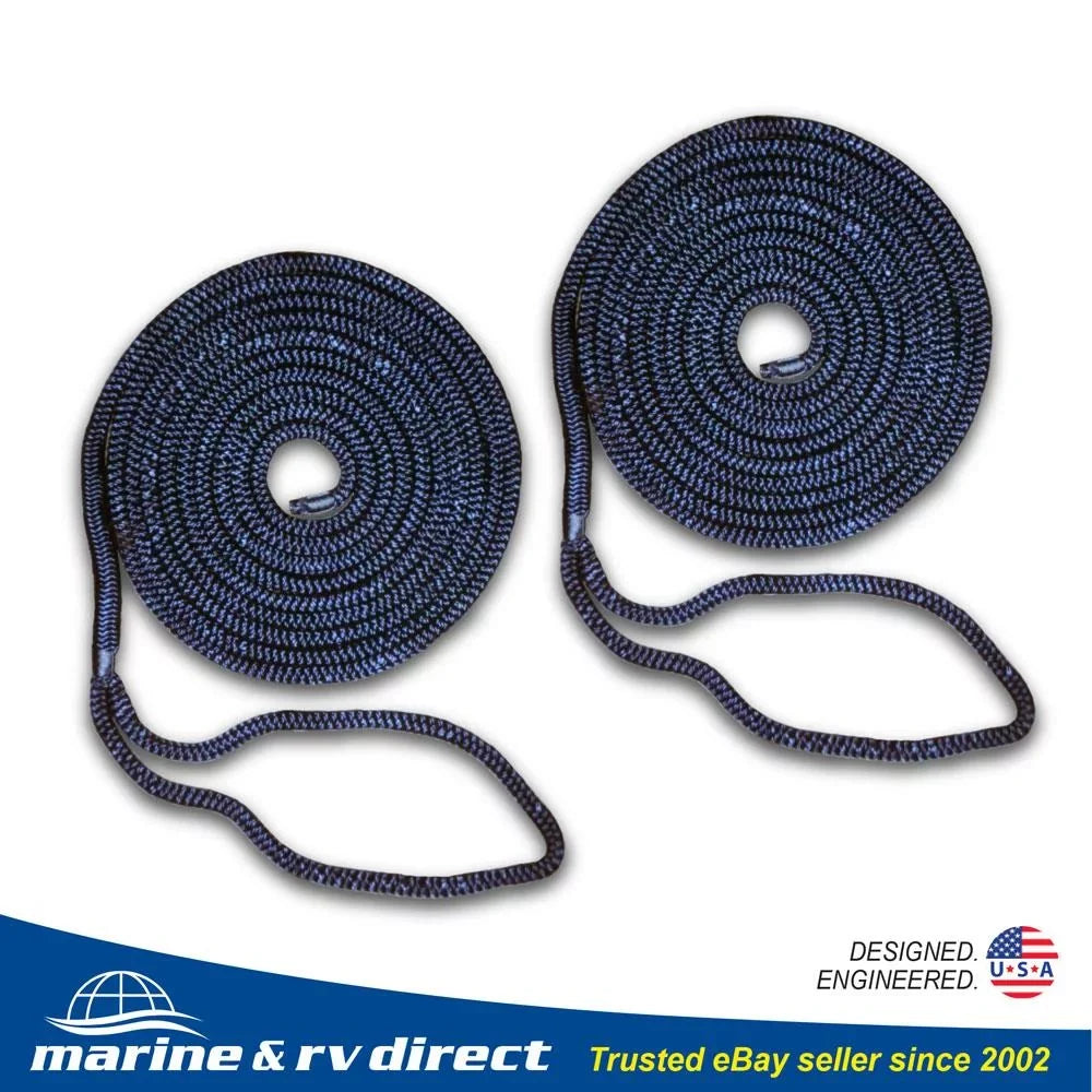 Braided Double Mooring NAVY 2 Nylon BLUE Strand Rope Dock Inch Line Boat 1/2 15 PCS FT 16 Dock Line