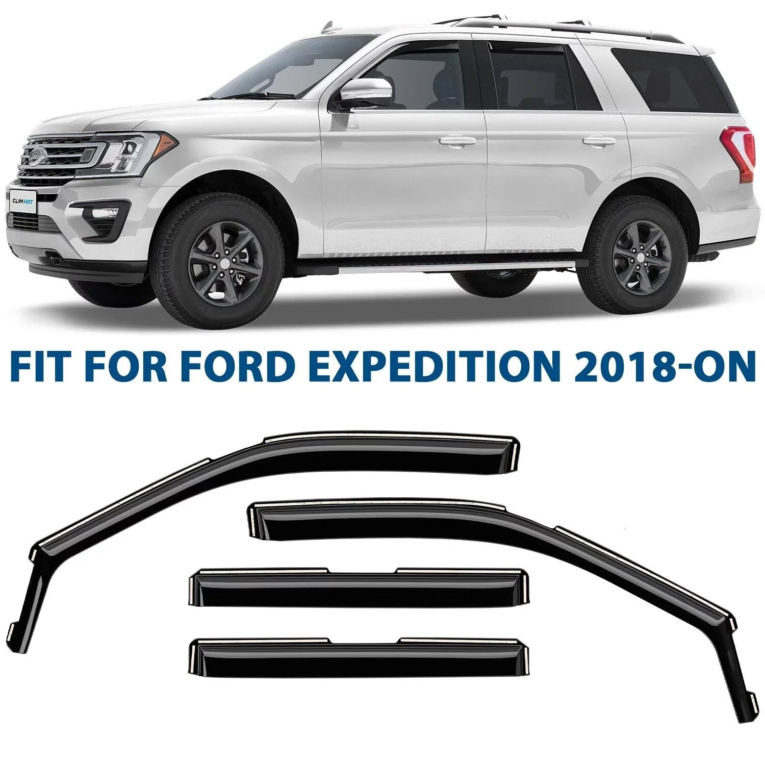 618291 CLIM Durable Compatible Incredibly - Vent Visors, with Deflectors, Window 4 pcs. Vent Rain Deflector, in-Channel Original Guards Window ART 2018-2024, Expedition