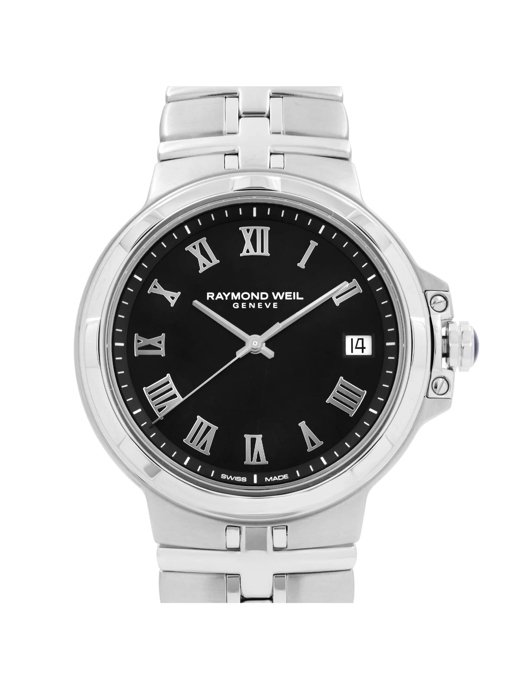 Dial Watch 5580-ST-00208 Raymond Quartz Weil Mens Steel Black Parsifal Stainless