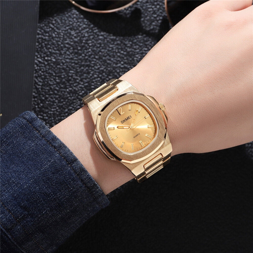 Men Wristwatch Male Luxury Gift Gold Quartz For Steel Business Watch