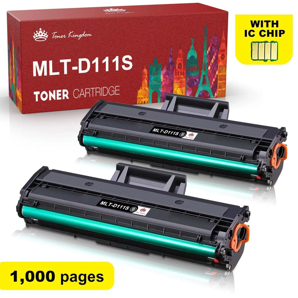 for Xpress M2020W M2024 Compatible Replacement Toner Tonerkingdom M2026W M2070W Chip Cartridge M2070F Ink SL-M2020 M2070FW MLT-D111S With 2-Pack Printer (Black) M2022W