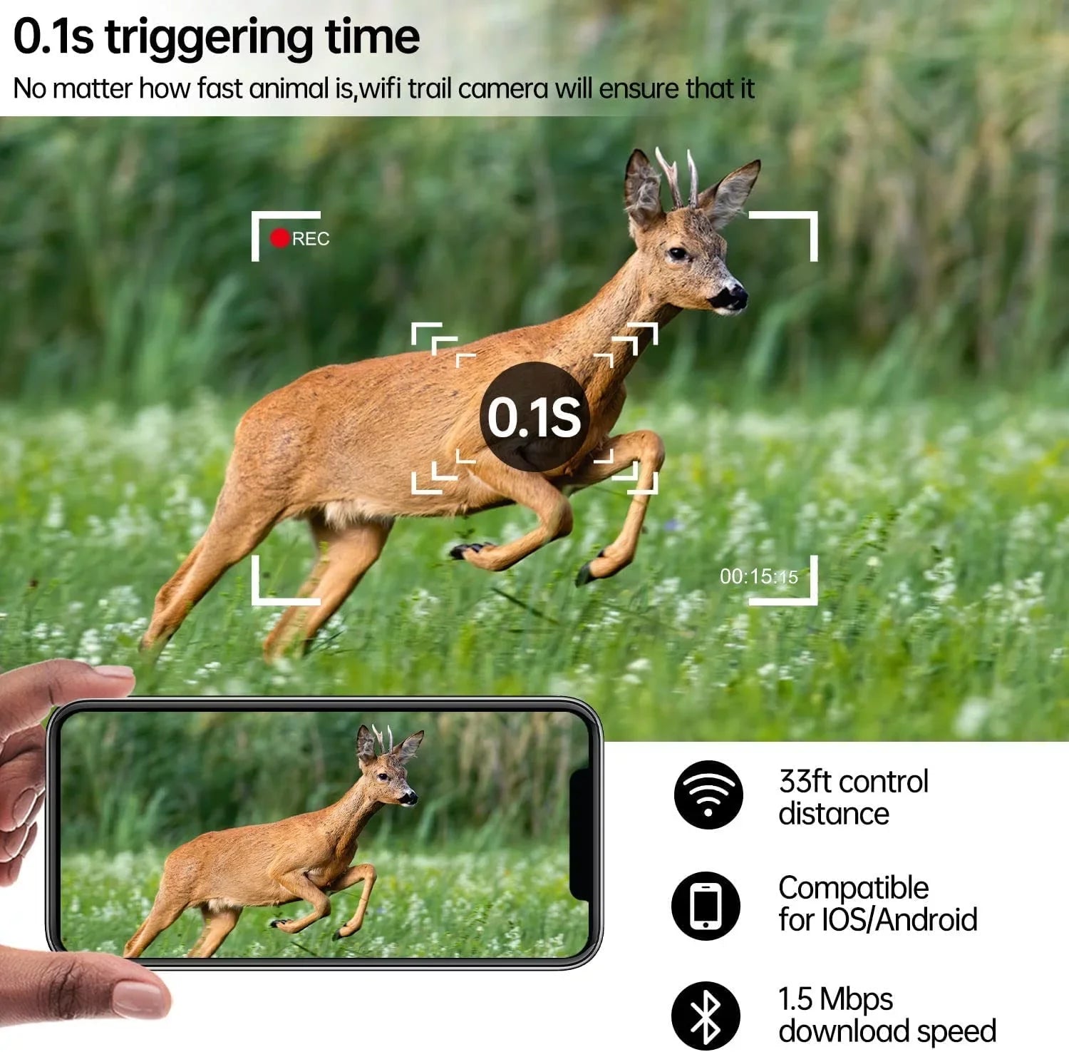 Vision 1296P Bluetooth Trail Night 30MP Hunting CAMPARK WiFi Wildlife Motion Game for Camera Camera Infrared Monitoring with Activated Trail with IP66 Waterproof Camera