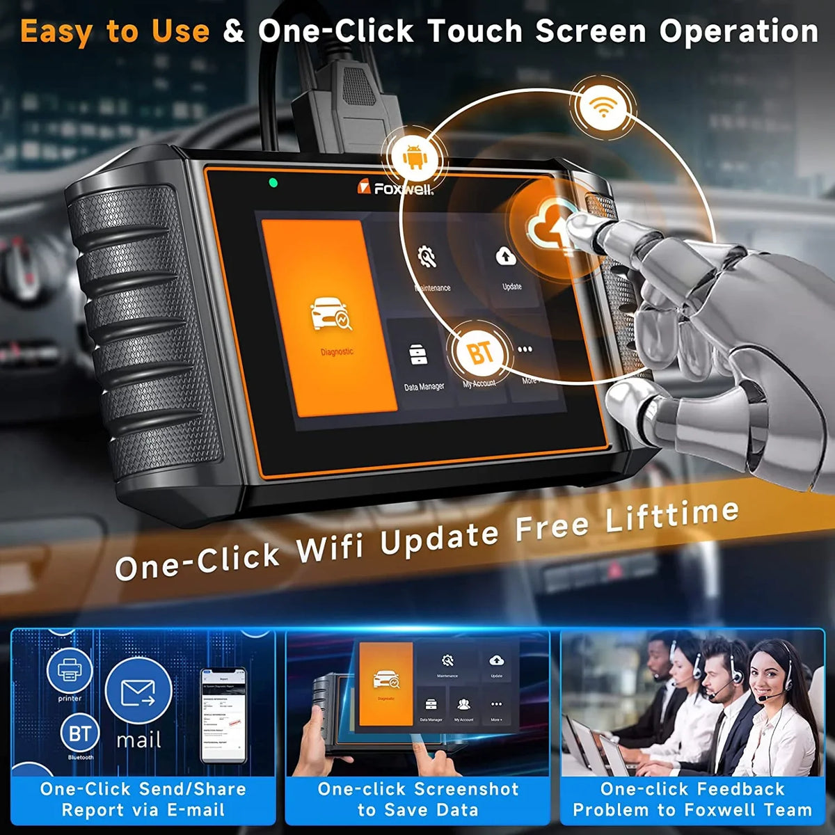 Foxwell 30+ OBD2 Scan Reset Code Scanner NT809 System Bi-Directional Test Automotive Tool Reader Active All