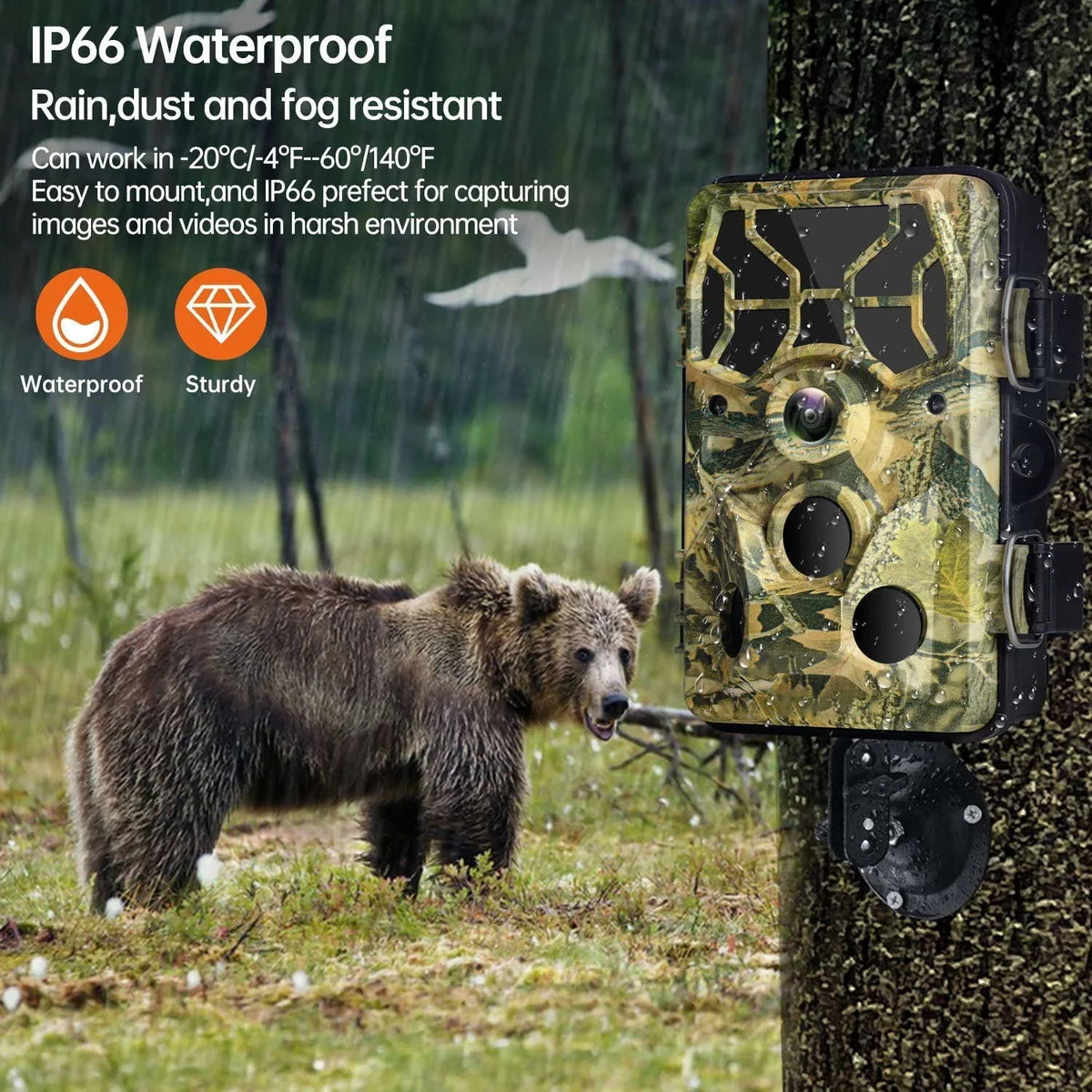 Vision 1296P Bluetooth Trail Night 30MP Hunting CAMPARK WiFi Wildlife Motion Game for Camera Camera Infrared Monitoring with Activated Trail with IP66 Waterproof Camera