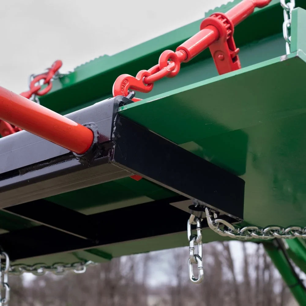 Steer 2 HD Chains Conus Capacity, Universal Hay Spear Attachment, Ratchet Dual Bucket Prong Binders Attachment, Skid Tines, Front Attachments LB Bale 3000 Loader Titan and Included 43" Tractor