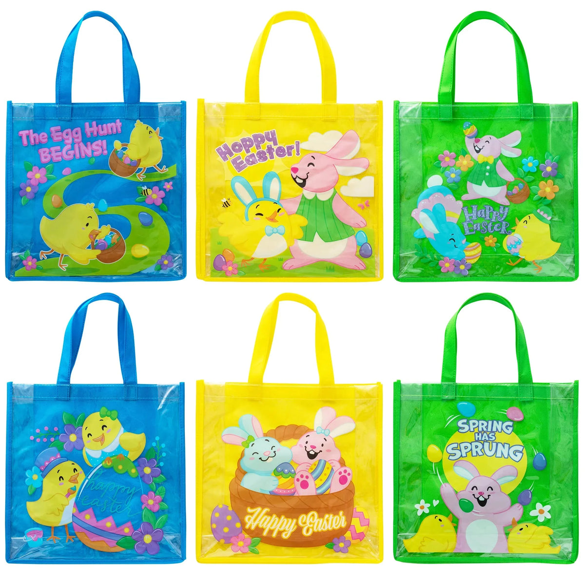 Reusable Tote for Bags Easter Favors Treat with Pcs Easter for Bags Kids, Gift Hunt, Egg Syncfun Easter Party Handles Goodie Supplies Large 6