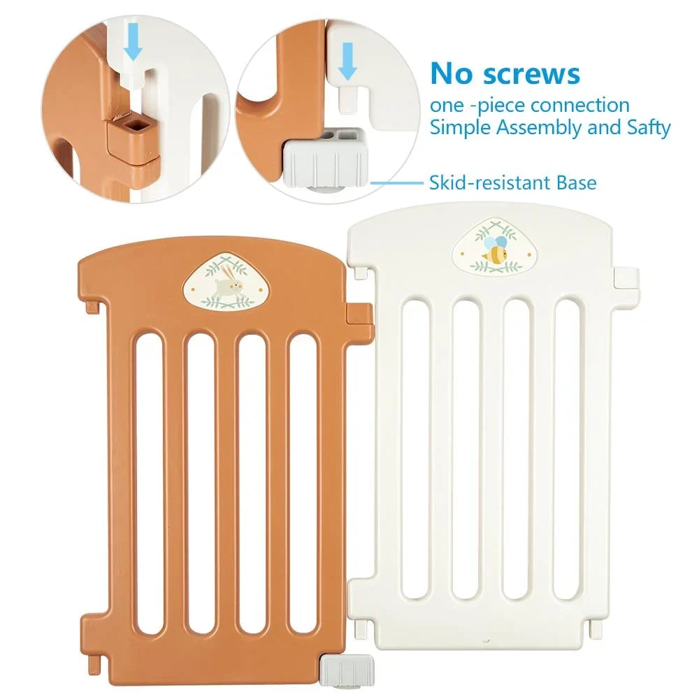 Safety Play 14 Fence Indoor exterior,Yellow Yard Baby Panel UBesGoo Playpen