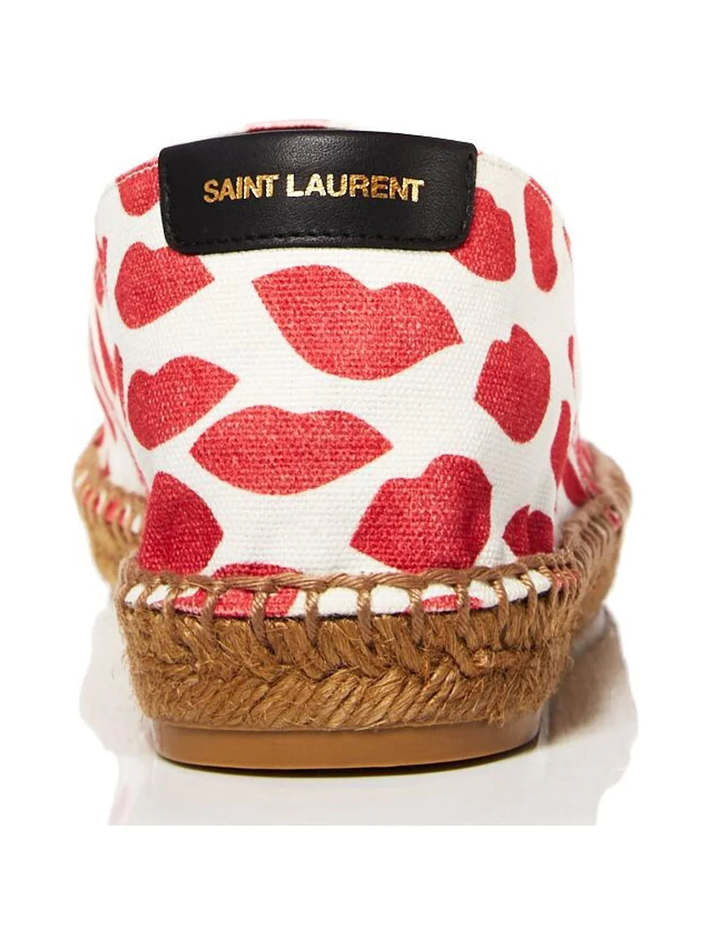 Red Round Womens SAINT 36 Bianco Espadrille Shoes Toe Platform On Logo Woven Printed LAURENT Slip Lip