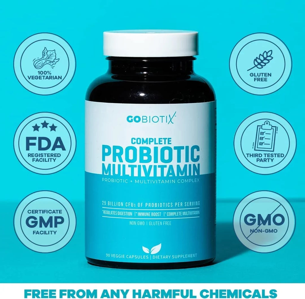 Men for | Digestive 25 | GoBiotix Veggie Free Women ? Health, Billion Flora 90 | Boost &amp; C Gluten with Immune Multivitamin Multivitamin | Probiotic Daily Probiotics &amp; Probiotic CFU