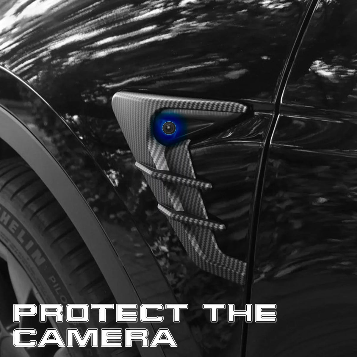 Y Tesla View Model Camera Xotic Compatible Carbon Signal Indicator Side 3 Trim, Cover with Fiber Pattern, Marker Model Tech 2021+ Turn