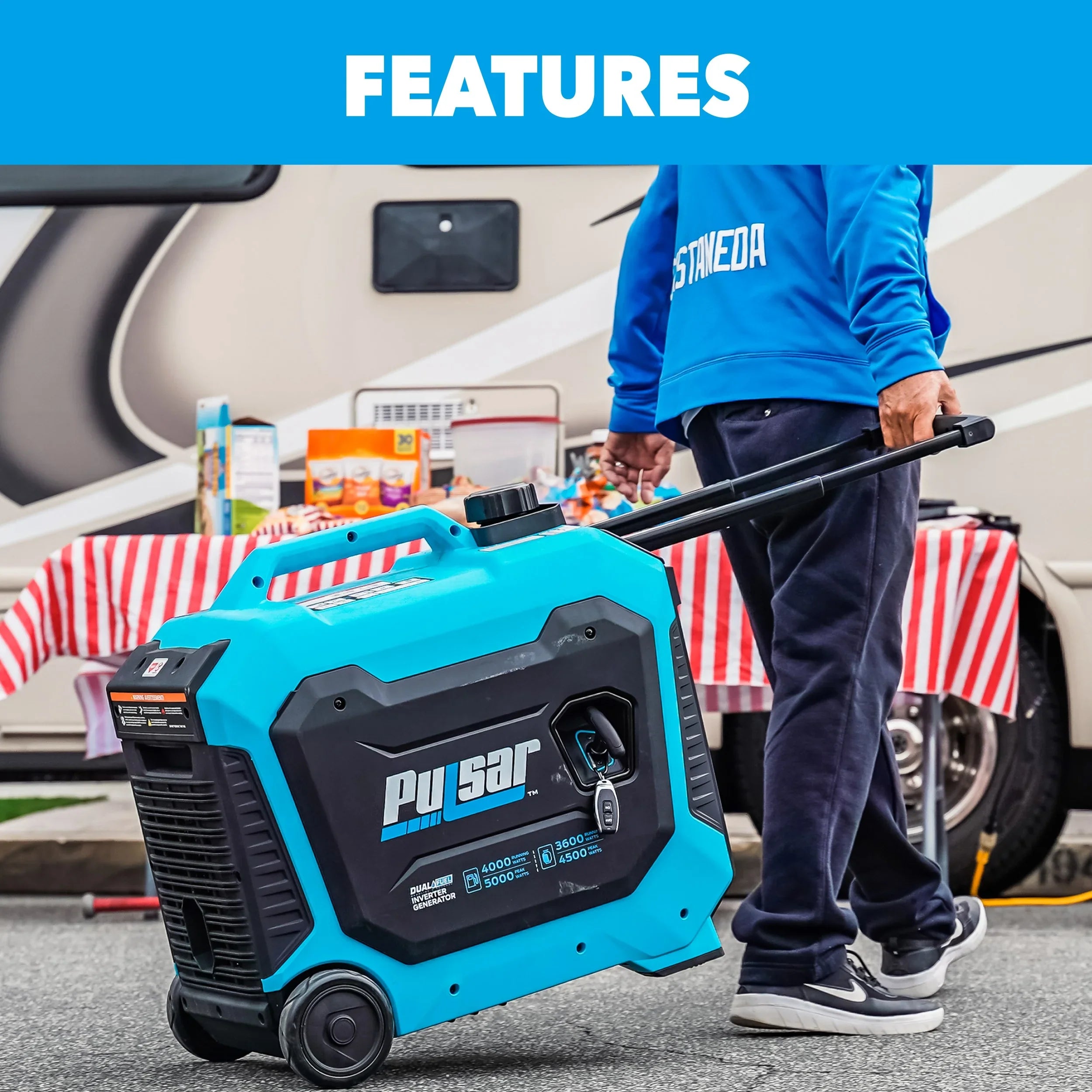 Fuel Remote Start Ready and Dual Pulsar with RV 5000-Watt Inverter CO Generator Sentry