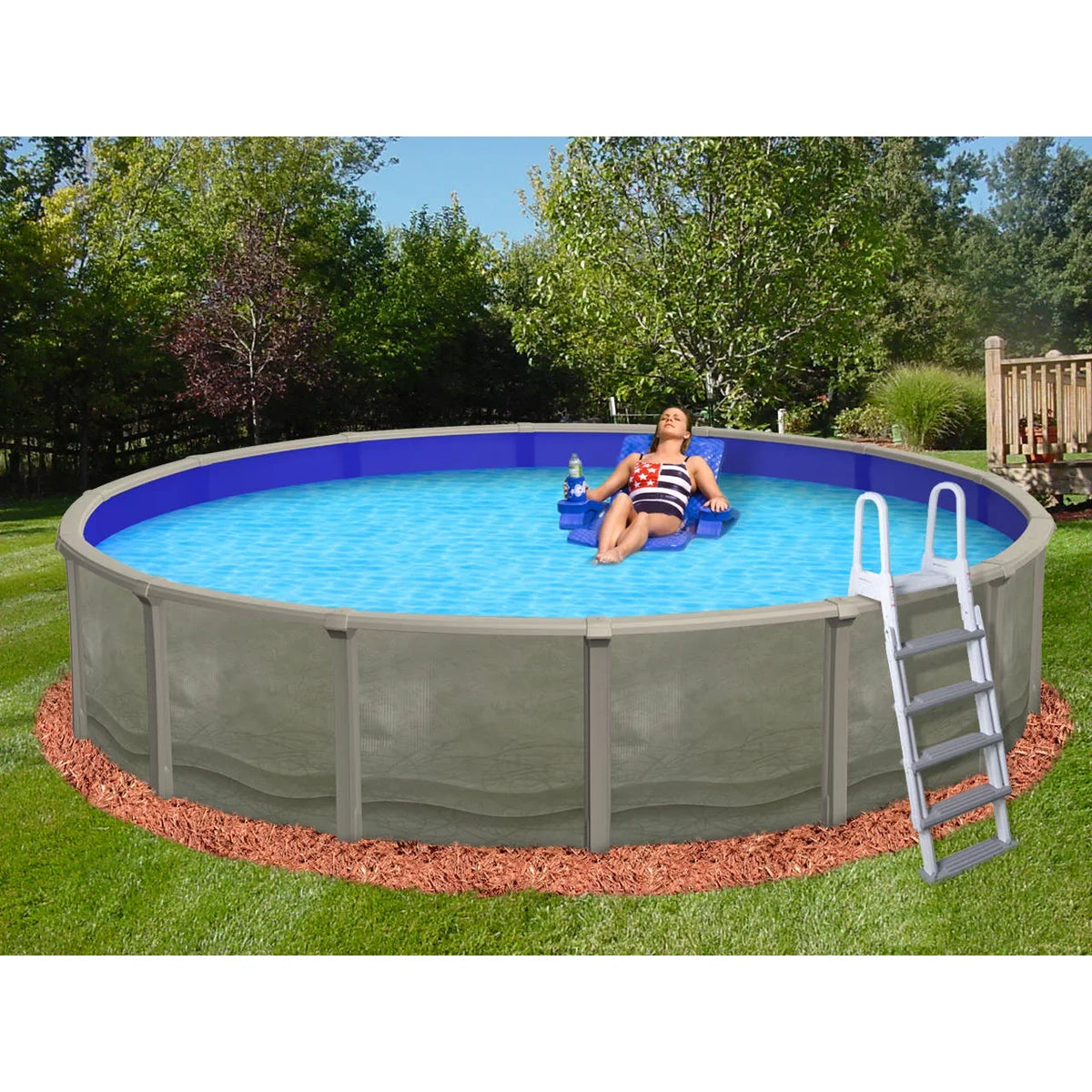 Trinity W/ 7-In Bluewave Steel Deep Top Wall Pool 52-In Rail Round 18'