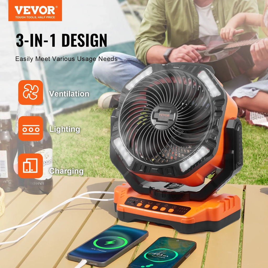 with Rechargeable Speeds SKYSHALO 13 Lantern Fan LED Swivel Timer 4 inch Portable