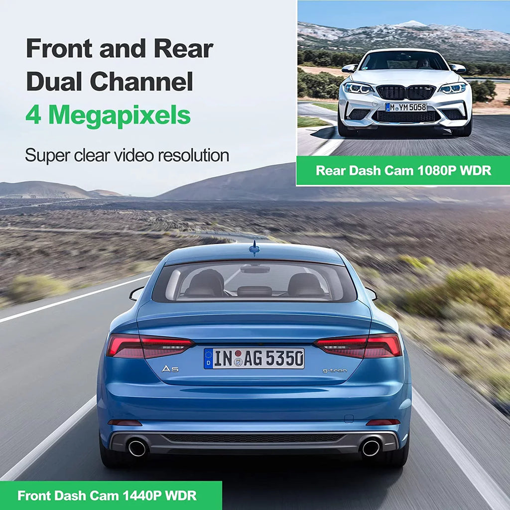 Night Camera Cars G-Sensor, Mount, Cam Vision, Rear, and D32 Dam, WiFi Dash Mode, Super Record Yeecore Built-in App Portable Parking Control, Dash Dash Front Magnetic Accident 2.5K+1080P for Dual GPS,