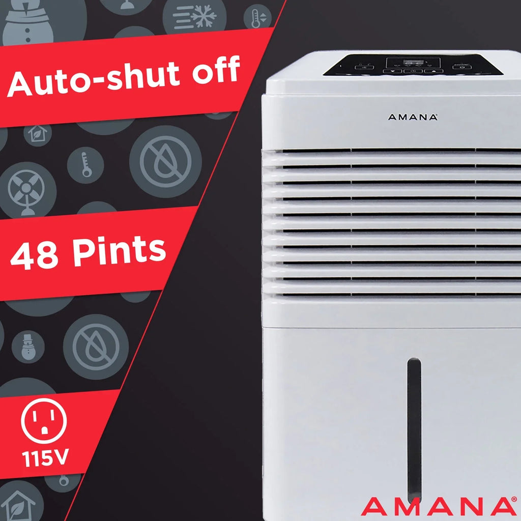 Adjustable Dehumidifier Amana Pt Ft Shut-off - White Restored 48 Sq in (Refurbished) Humidistat, 1,800 Automatic