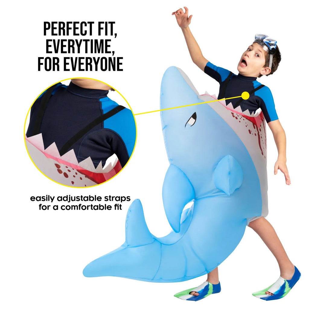 Halloween Girl One Blow Shark Up Fish Blue Morph Attack Halloween dimension Boy Costume Inflatable Kids