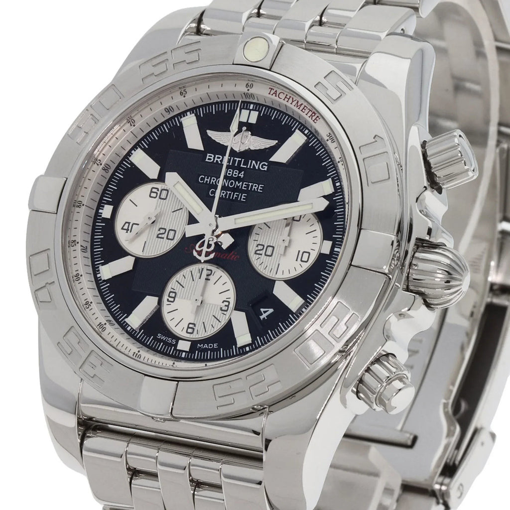 Chronomat Steel/SS BREITLING 44 Stainless Men's Pre-Owned Breitling Watch (Good) AB0110