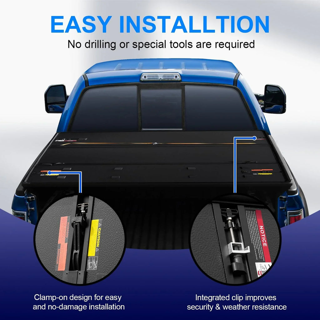Hard Fleetside Pickup Tonneau Bed Dodge 2009-2023 with Compatible Cover Tri-Fold Truck 1500 5.7Ft Ram