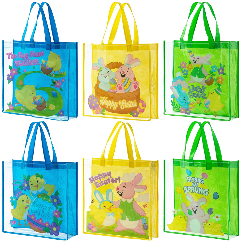Reusable Tote for Bags Easter Favors Treat with Pcs Easter for Bags Kids, Gift Hunt, Egg Syncfun Easter Party Handles Goodie Supplies Large 6