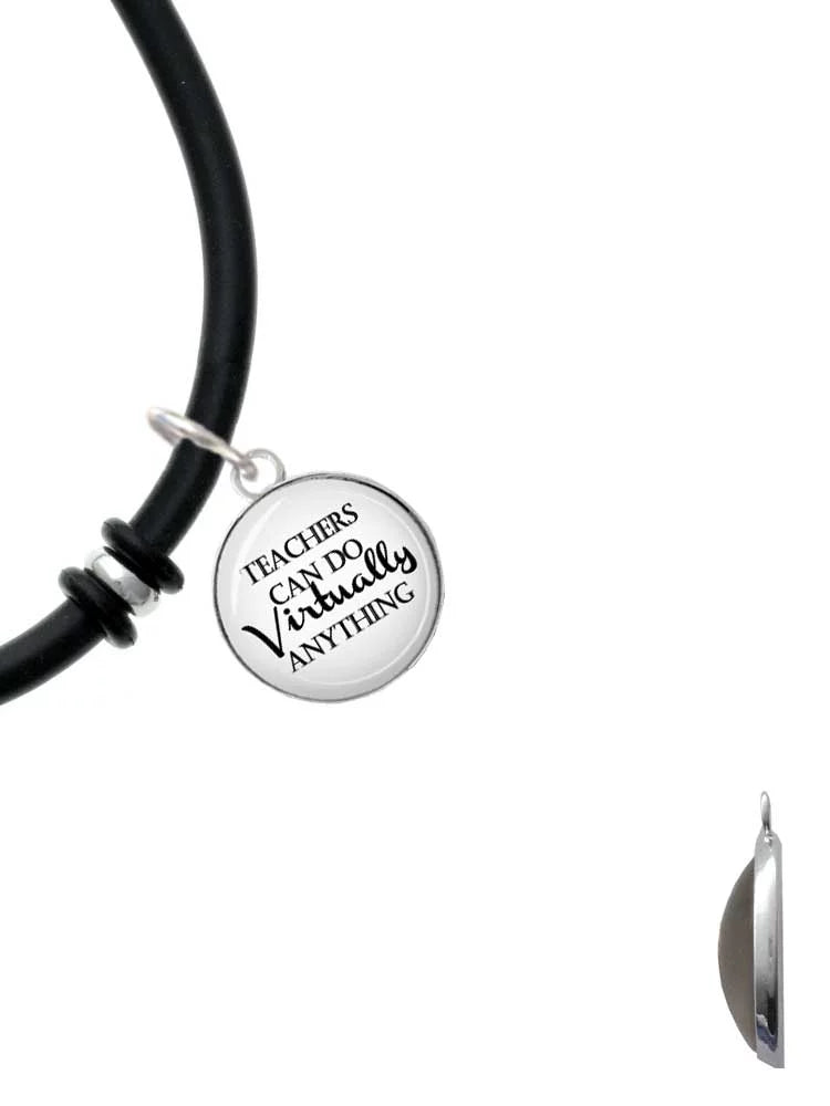 Dome Delight Black Clover Leaf Virtually Teachers Can Silvertone Do Jewelry Bracelet Charm Four Green with Heart Rubber Leaves Anything