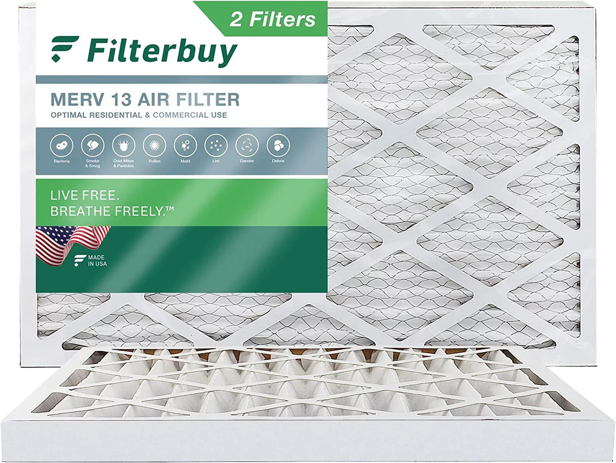 13 AC MERV Air Furnace HVAC Pleated Filters (2-Pack) Filterbuy 20x32x2