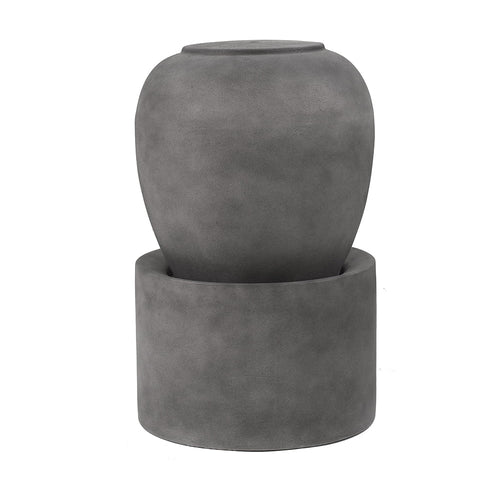 & Cement Home For Design Antique exterior Patio Heavy Lawn, Gray, Cute Urn 19.5x19.5x32.5" Unique Deck liquid Garden, feature Fountain