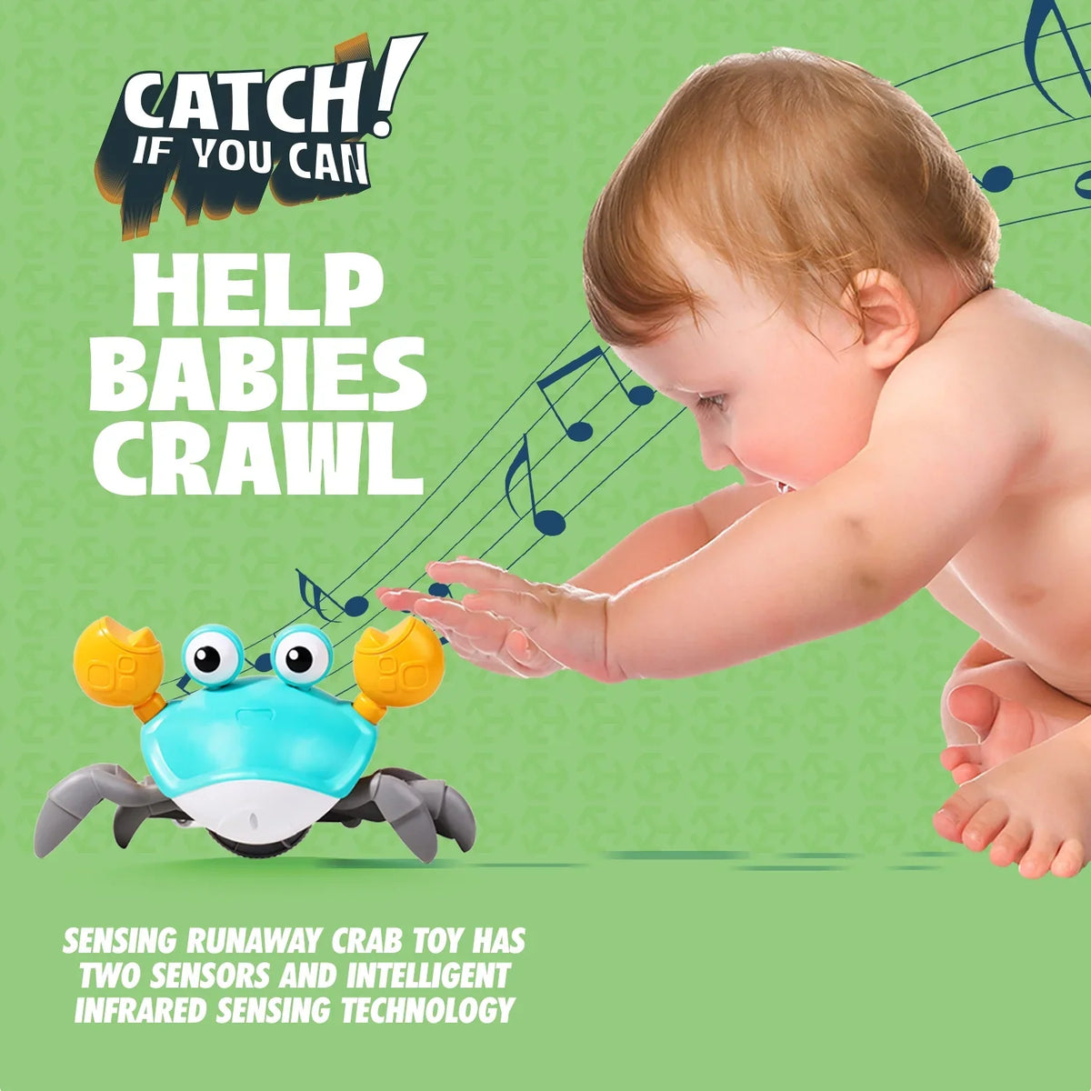 6-12 And Tummy Learning Music Gift Toddlers Favorite Time, And Cognitive Kids Beautiful Aura Development Entertaining For And Kids 0-6 Crawling Crawl With Light - Years Little Crab Months