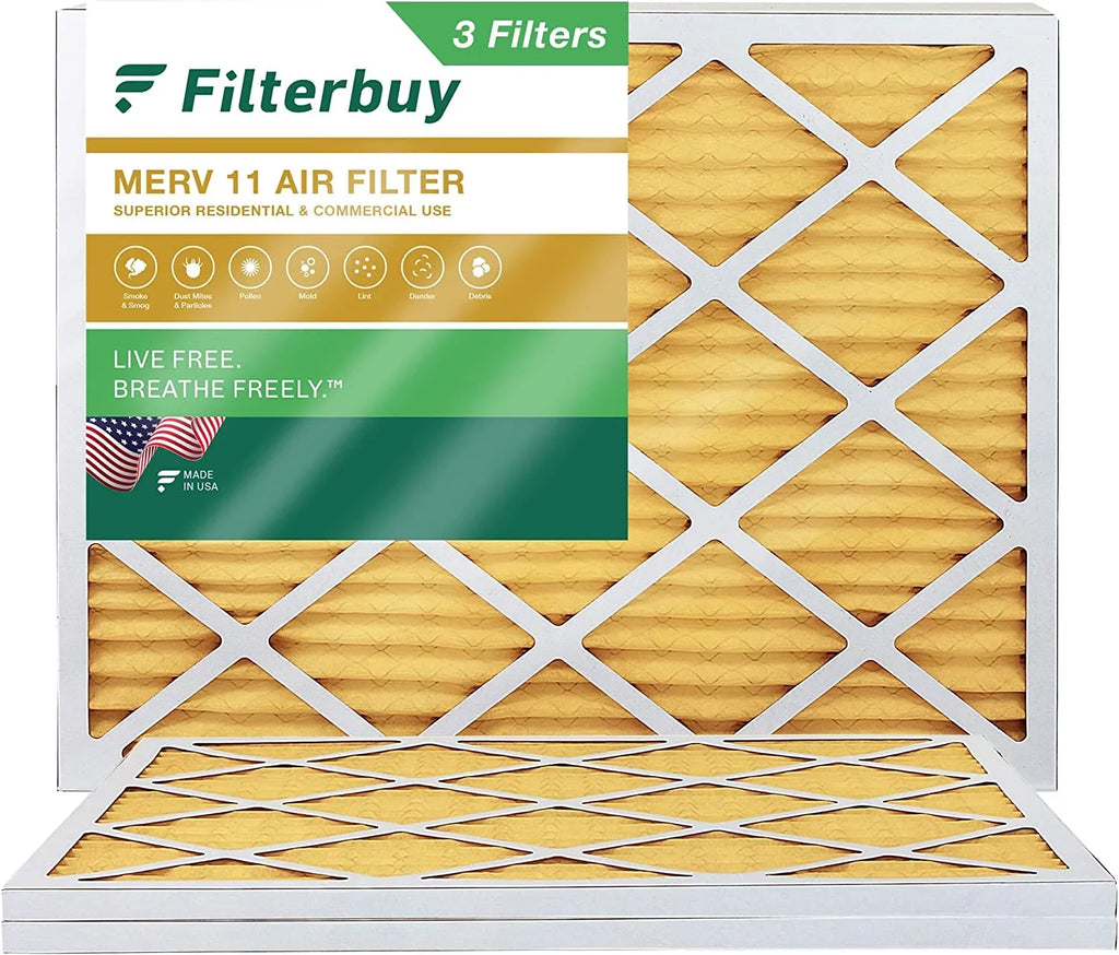 16x21x1 Furnace AC (3-Pack) Pleated Air Filters HVAC 11 MERV Filterbuy