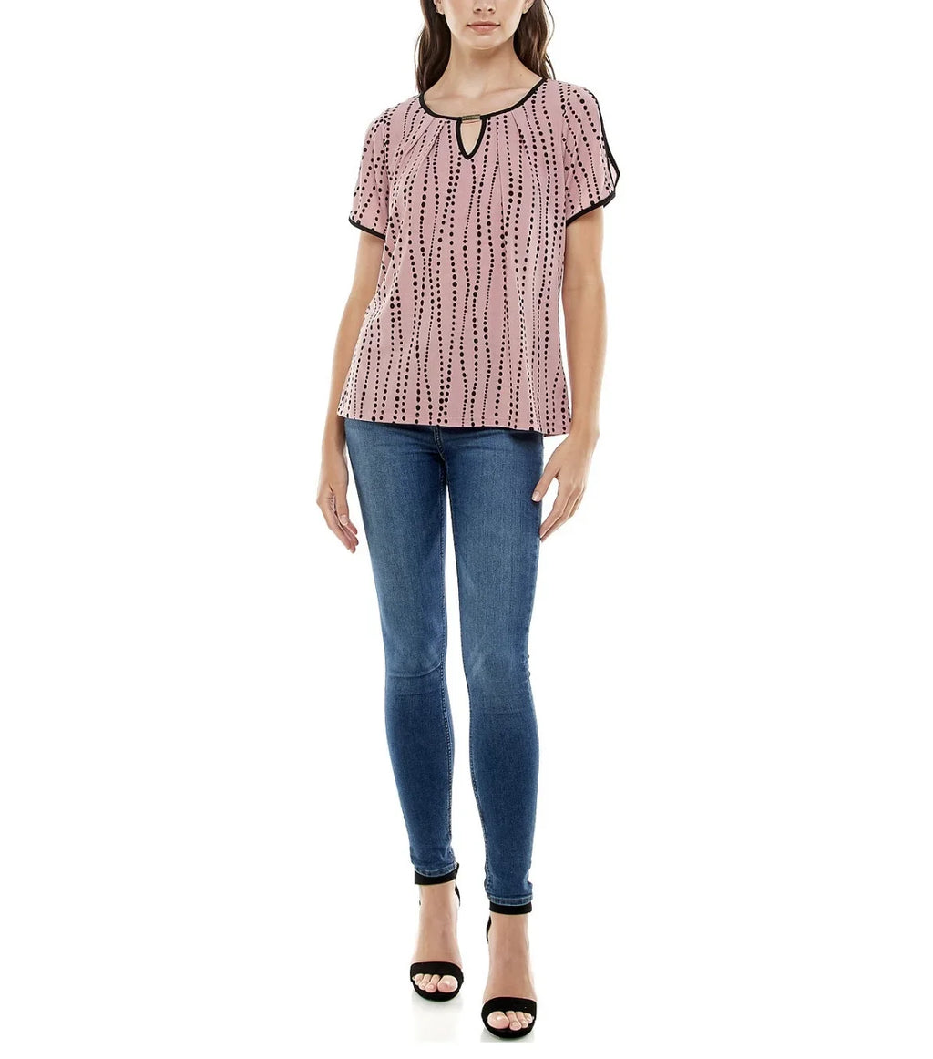 Sleeve Vittadini Adrienne Contrast dimension Keyhole Women's XL Split Binding and Top