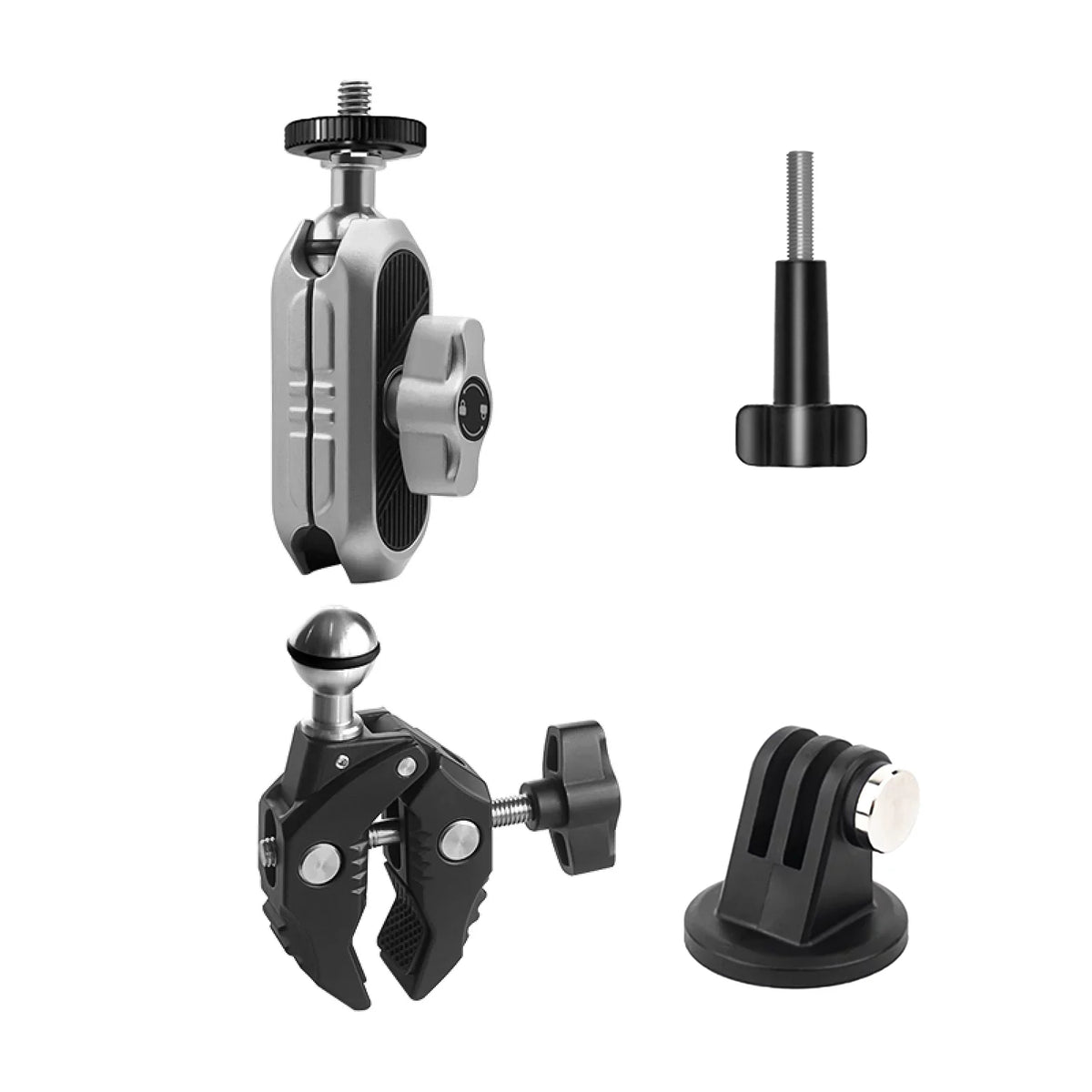 Adapter, Load Alloy - Clamp Adapter, Camera with Dual AKASO, Handlebar Ball DJI, Bicycle Insta360 1.5kg Mount 11/10/9/8/7, Aluminum Rotatable Capacity, Hero Head, Compatible
