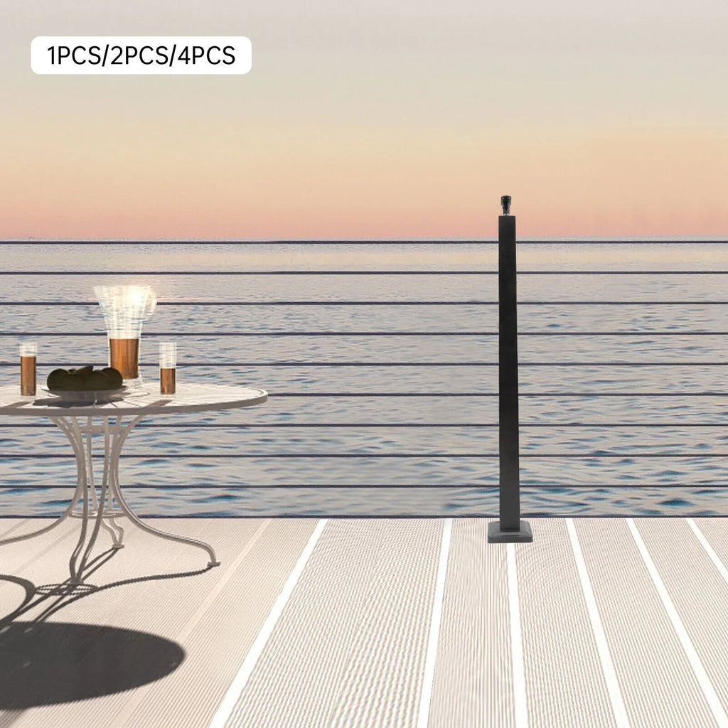 Stainless Two Square for 36''x2''x2'' Railing Sides Fence Concrete Post Level Pre-Drilled Cable Wood Railing Cable Steel Deck System Post Level