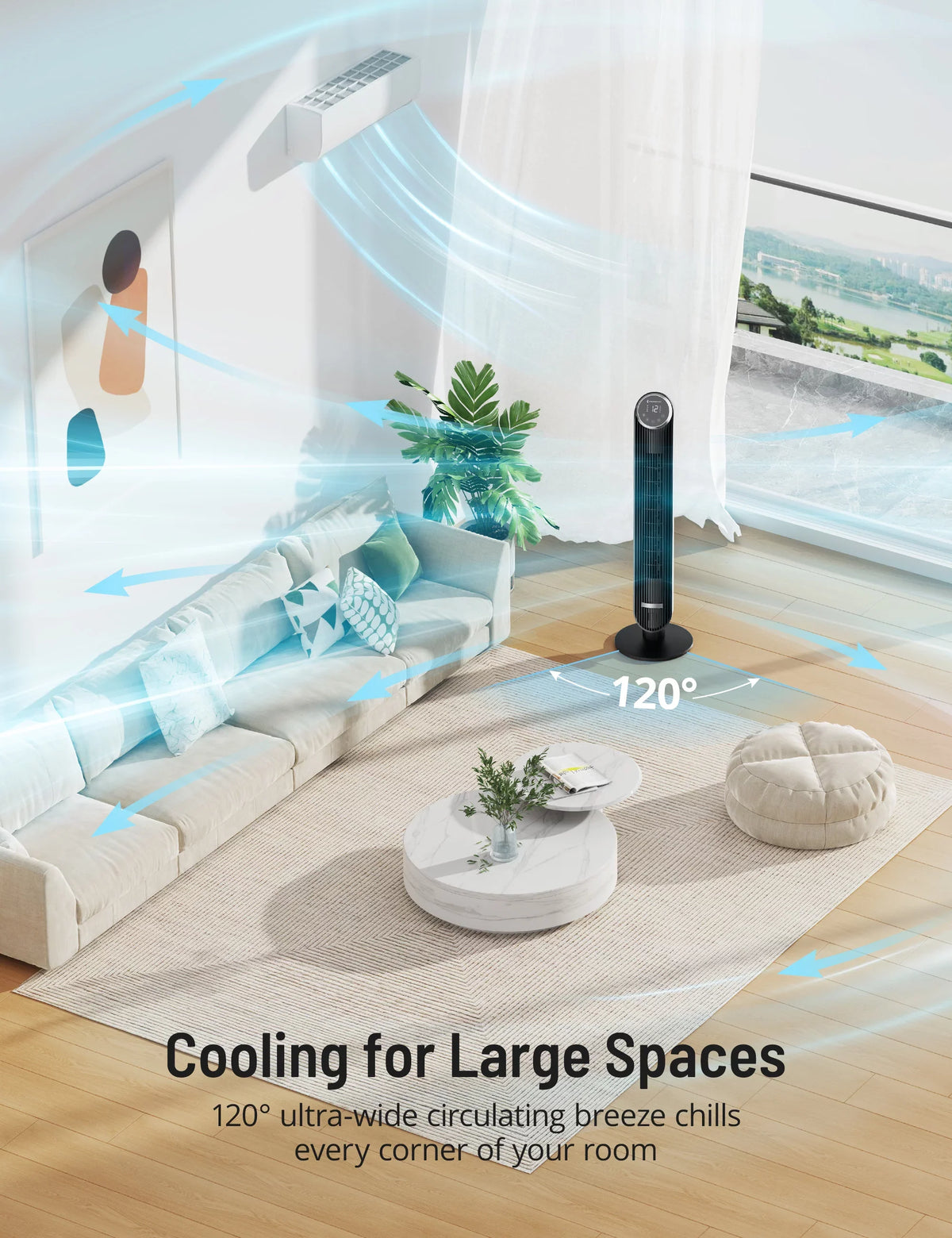 Oscillating Fan, Fan 12H Speeds, for Filter, Remote, Fan Tower Bladeless 120° TaoTronics Office 42" Fan, Standing 12 with Modes, Timer, Home, Dustproof Mesh 4