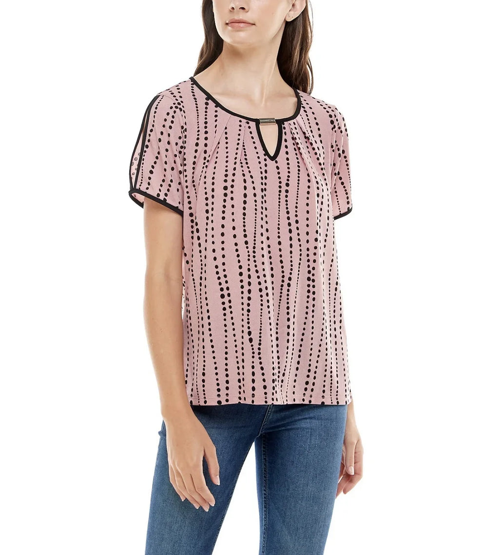 Sleeve Vittadini Adrienne Contrast dimension Keyhole Women's XL Split Binding and Top