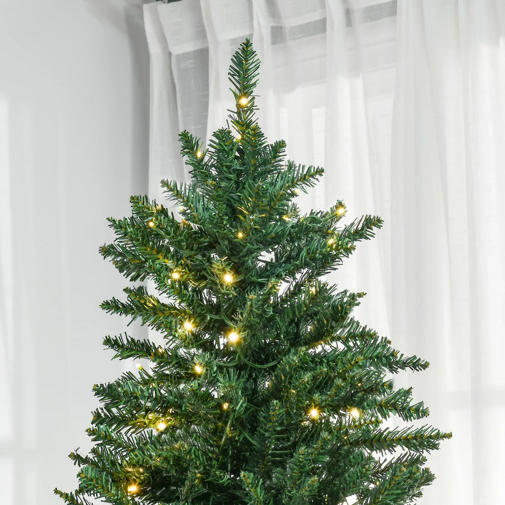 Lights Branches, Tips Christmas Douglas White Full and HOMCOM with 7ft Pre-Lit Warm Fir Tree 700 2154 LED Realistic Artificial