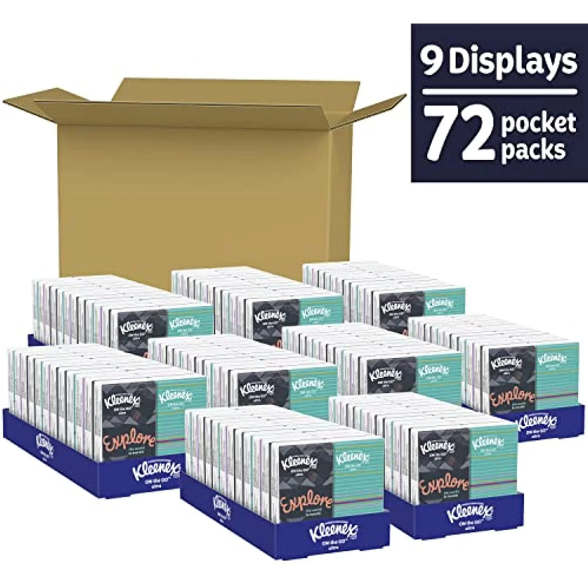 72 (9 Tissues Per Tissues) Of 8 (720 Kleenex Total Displays 10 Pack, Tissues Travel dimension, Tissues, On-The-Go Packs), 3-Ply Facial Packs