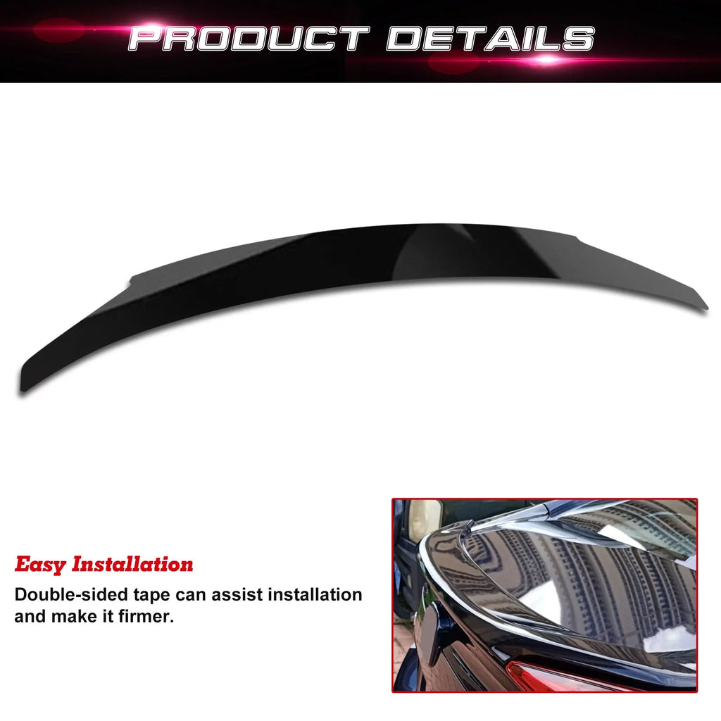 Tech 4DR Compatible 10th Spoiler Black Lip Wing with Xotic Glossy Trunk Rear Civic 2016-2021 JDM design Gen Honda