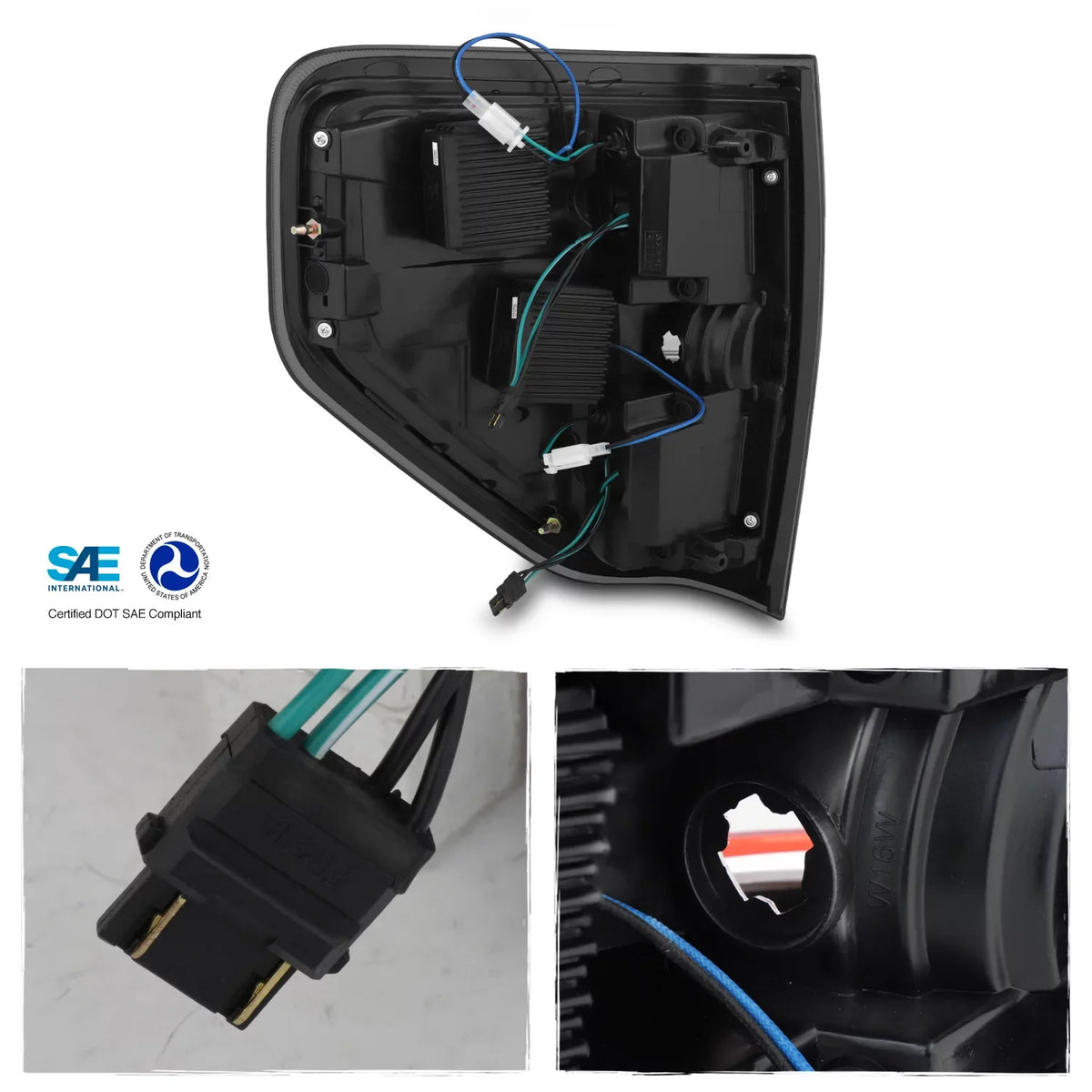 Bar] Black LED Dual Tail F150 AKKON F-150 Lamp Smoked + Smoke Halo Fits [C-Light - 2009-2014 Headlights Projector Combo
