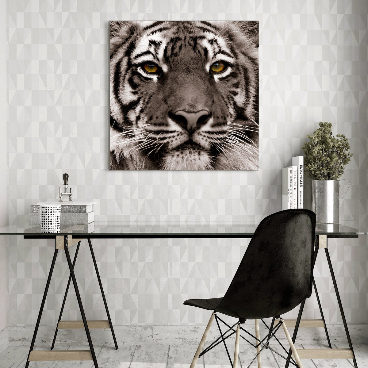 Graphic 0.2", Wall of Free Art, 38" x Empire Hang Direct to the Ready Glass Tiger x Eye Frameless Panel Tempered 38" Floating Art