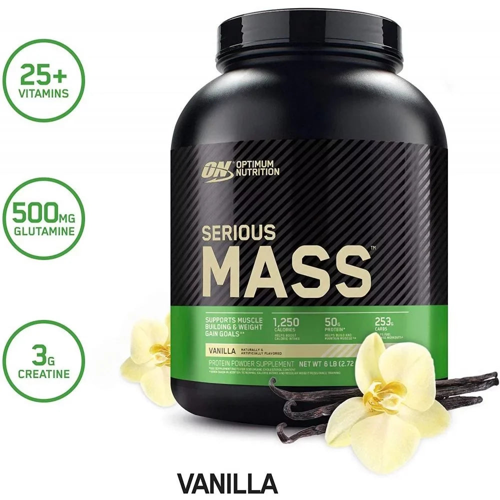 Powder, Protein Vanilla, Nutrition, Optimum Serious Weight 6.lb Mass, Gainer