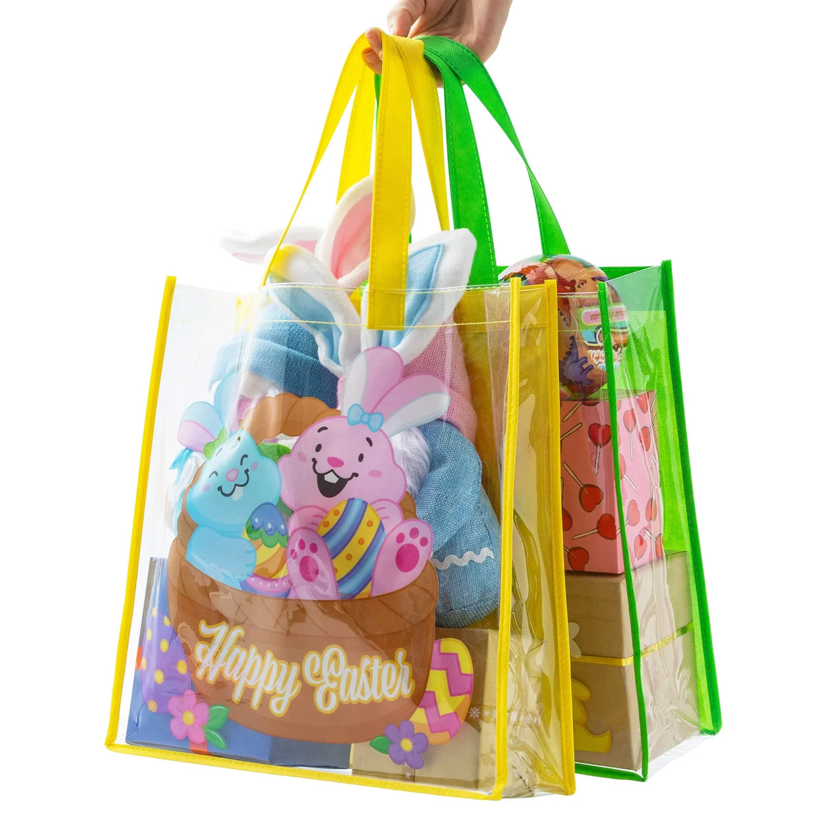 Reusable Tote for Bags Easter Favors Treat with Pcs Easter for Bags Kids, Gift Hunt, Egg Syncfun Easter Party Handles Goodie Supplies Large 6