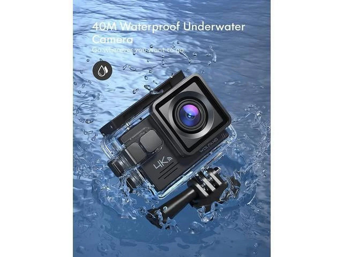 Batteries 2x1050mAh 170° with Action EIS, Camera, Helmet 4K Camera Control, 40M Mount Microphone Dual Underwater and Camera GA100 20MP Angle Remote Waterproof Wide 30FPS, Kit Accessories WiFi