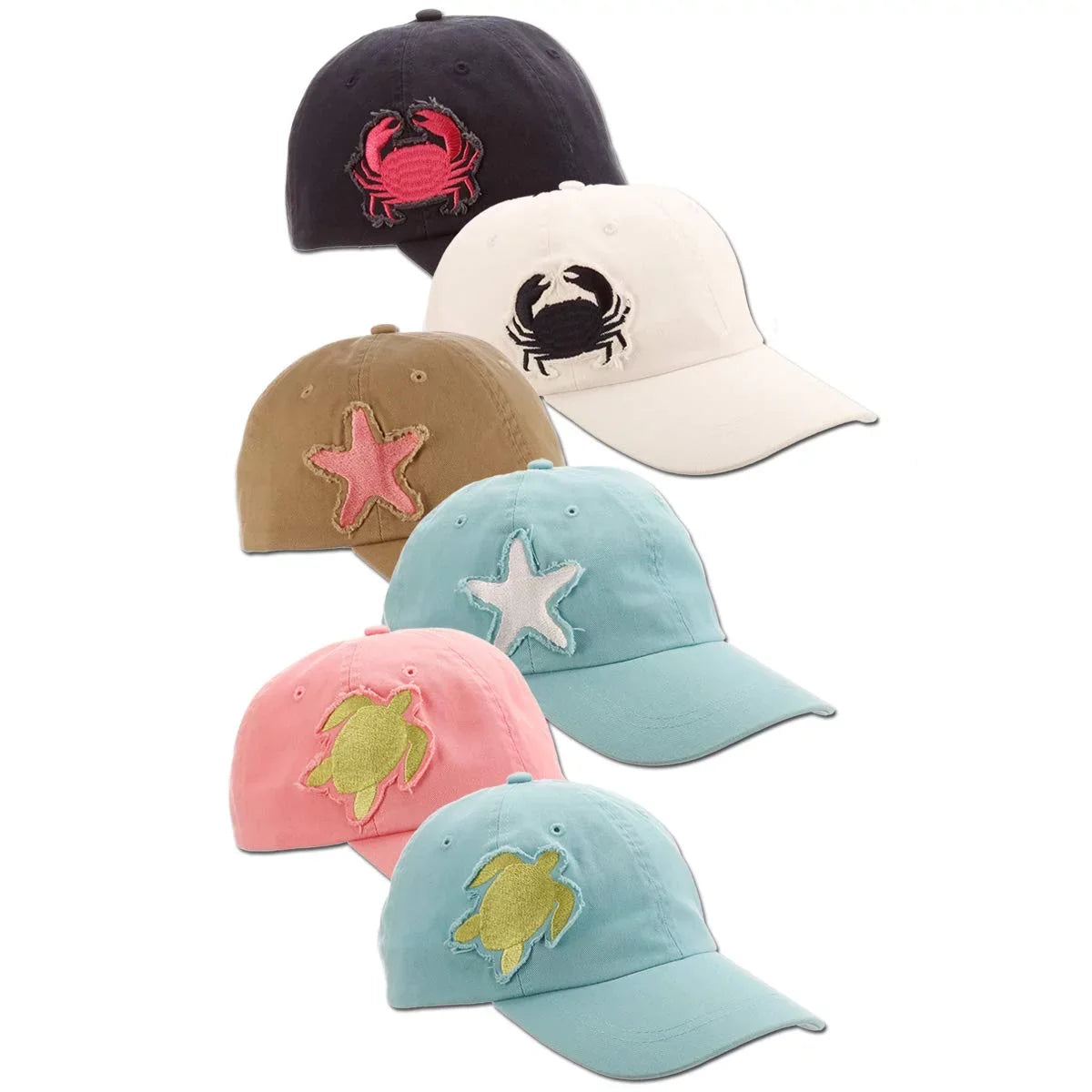 3" Bill, Frayed Brim Sea Creatures Twill, - Panama (Khaki Women's Jack Cap Baseball Lightweight Cotton Patch Packable, Starfish)