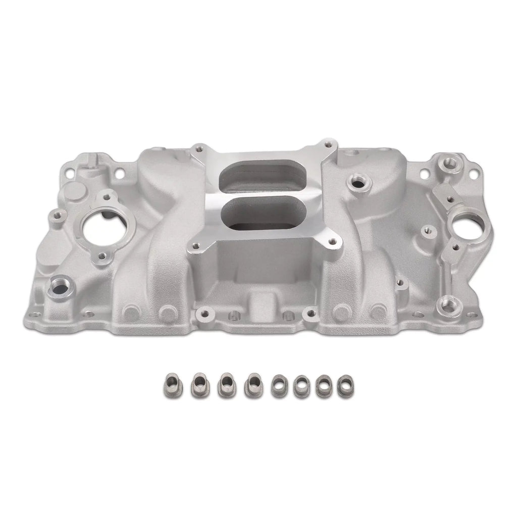Dual Block SBC FGJQEFG Manifold 350 Intake Chevy Small Aluminum 327 305 400 Plane 1957-1986