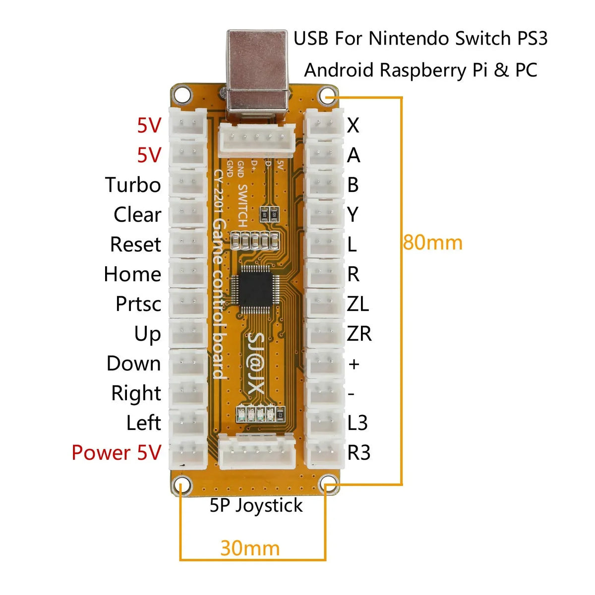 MAME Gamepad Encoder for 8way Game Controller Cherry SJ@JX Switch Raspberry PS3 Arcade Joystick Button Player Retropie 2 Pi PC Microswitch Nintendo MX USB