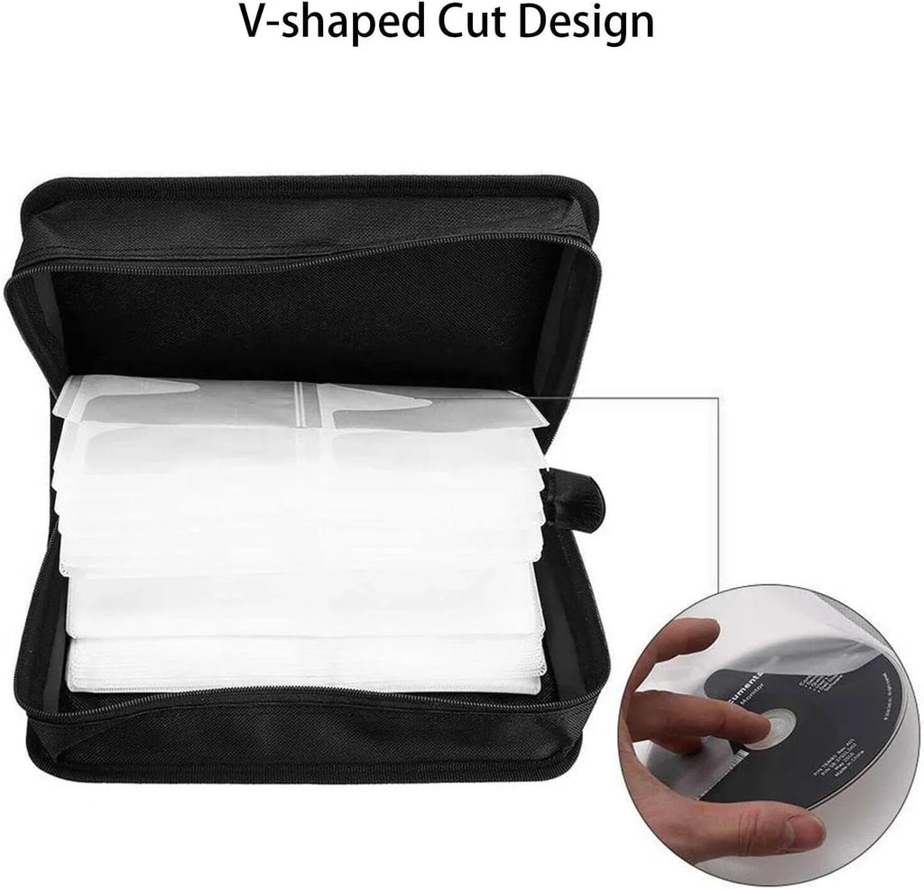 Case Car PU With Home, Disc Portable Bag Capacity Storage Organizer Leather Case Wallet, Zippers, / Holder Office,Travel, For / Storage 80 Binder