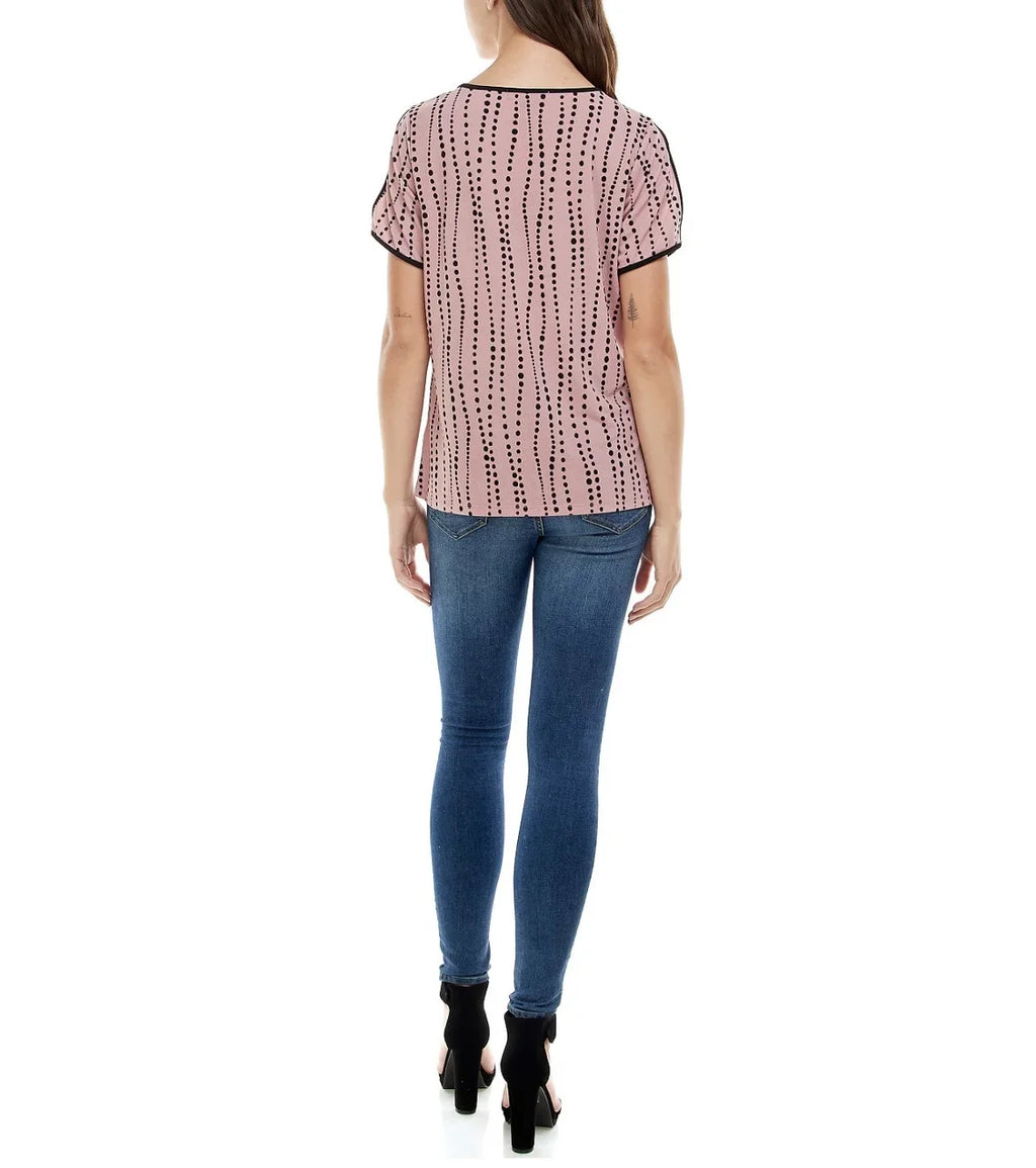 Sleeve Vittadini Adrienne Contrast dimension Keyhole Women's XL Split Binding and Top