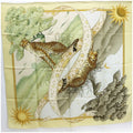 animal ladies paper scarf leopard muffler Ferragamo pattern Pre-Owned SALVATORE (Good) FERRAGAMO silk Salvatore yellow print