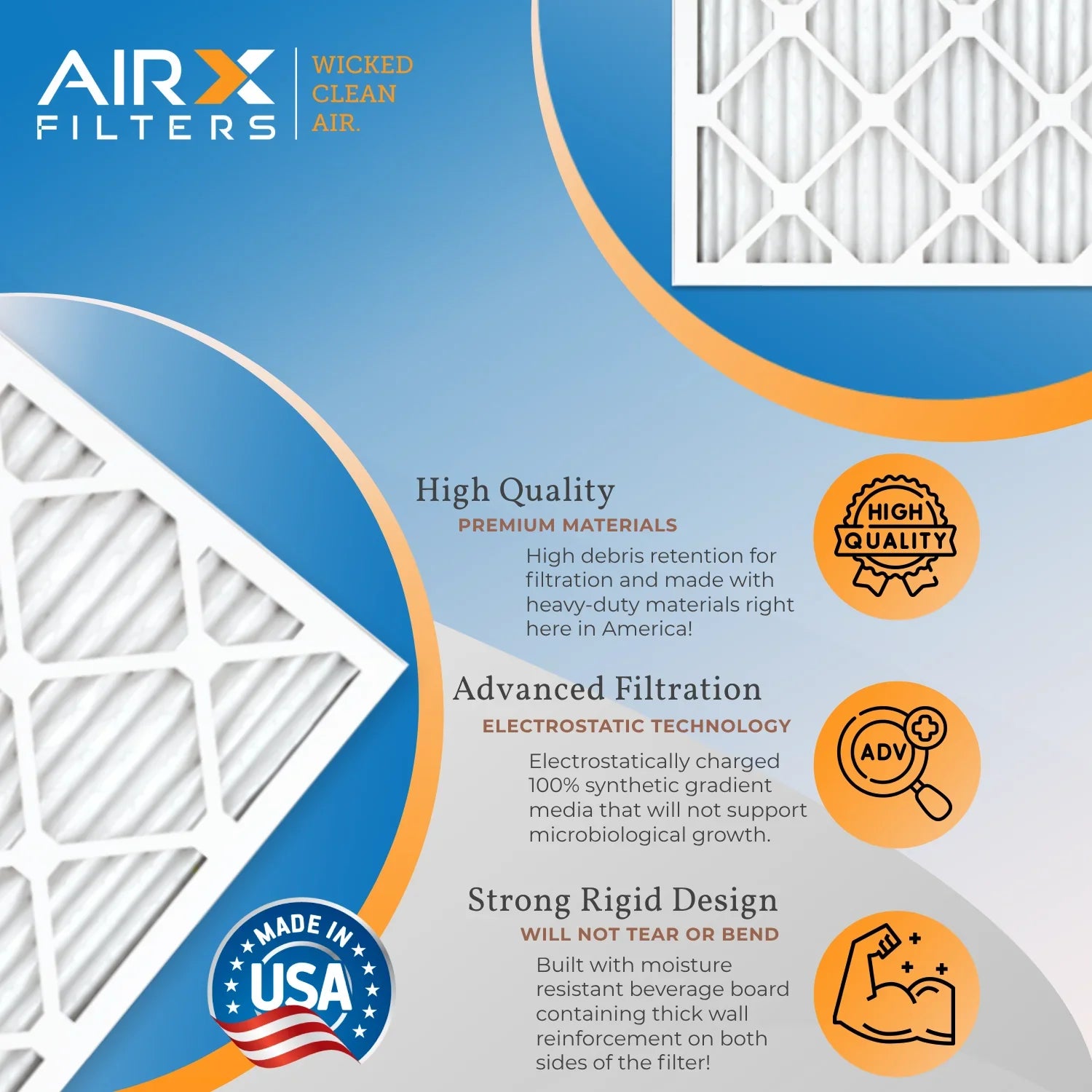 700 5 8 & FPR Filters by AIRX Pack MPR to 12 MERV CLEAN Made - AIR. USA 16x30x1 Air Comparable Filter Furnace FILTERS Rating, of WICKED in