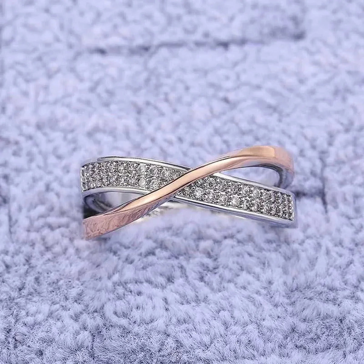 Kingladies White Sapphire Gold Valen Rose Ring Cross Ladies Ring Fashion Delysia